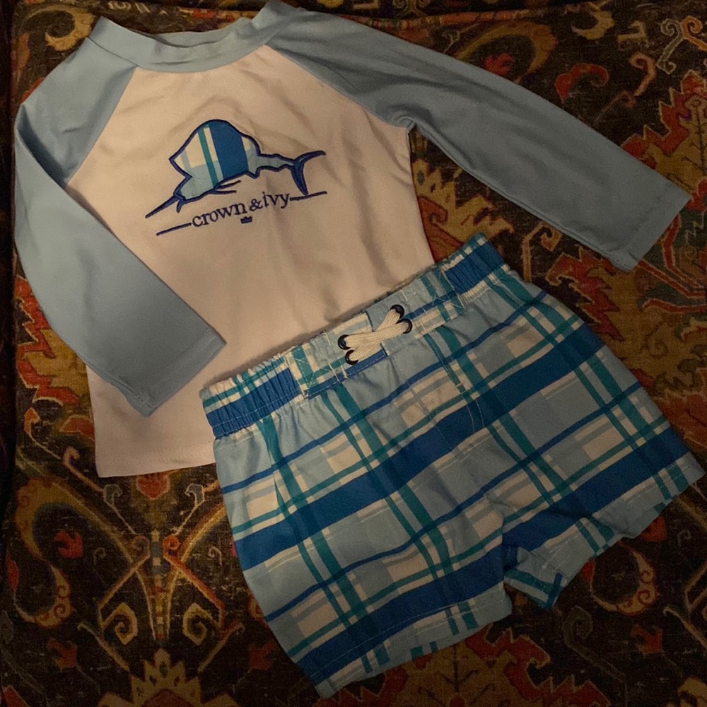 NWOT Crown & Ivy 12M Boy’s Swimset